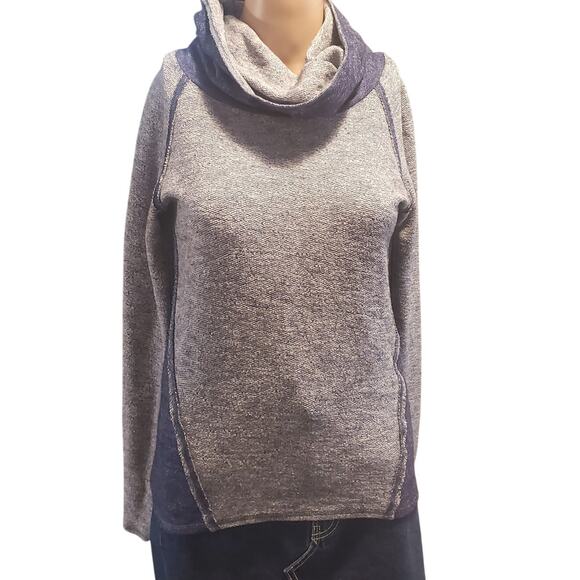 KUHL Size S Fitted Women's Viola Nova Pullover Cowl Neck Blue Heathered Hiking - Picture 1 of 10
